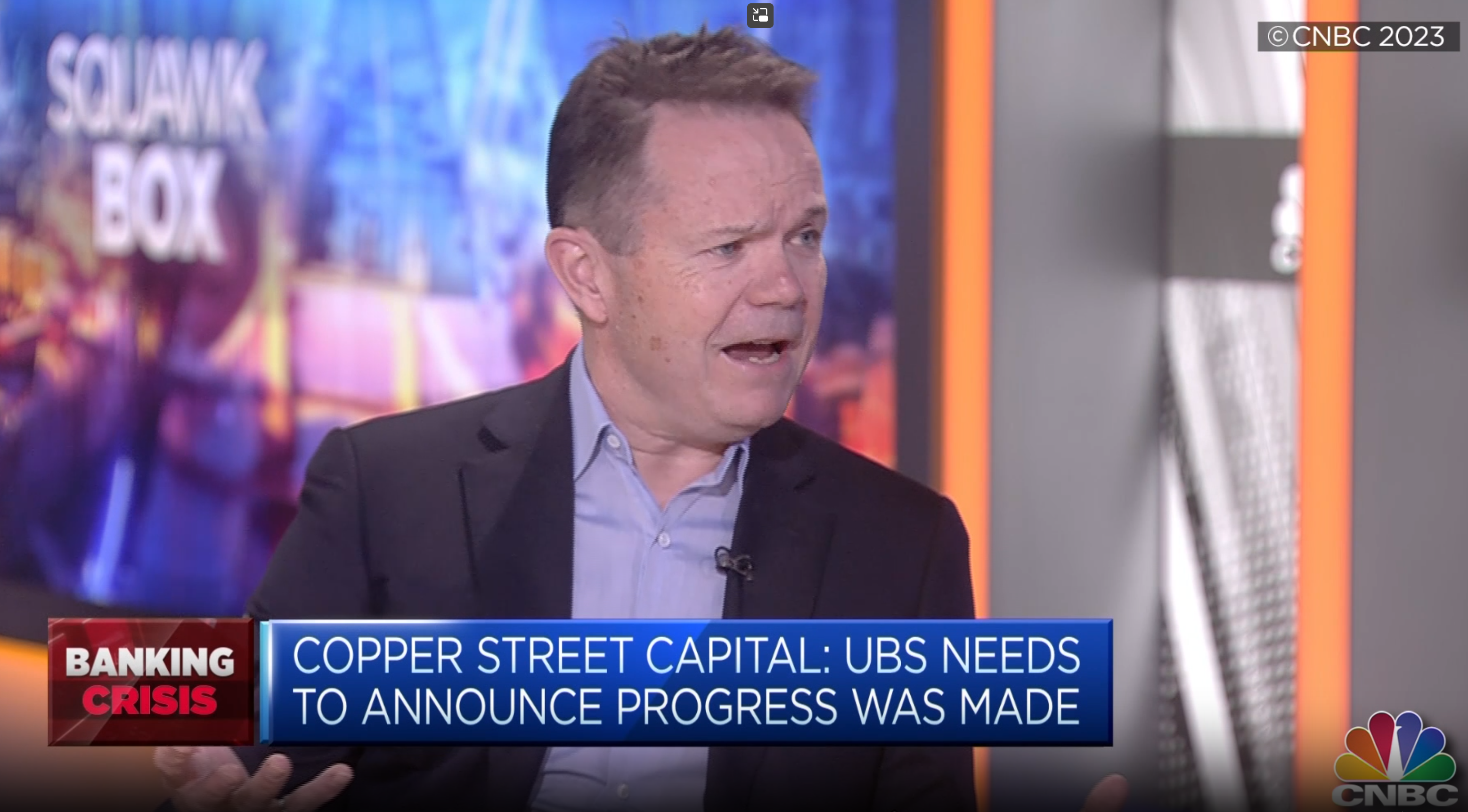 Jerry del Missier interviewed on CNBC as UBS / CS takeover draws to a close